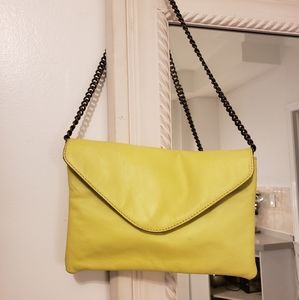 Neon J. Crew leather chain purse